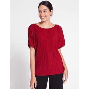 Per Una Plisse slash neck split sleeve blouse